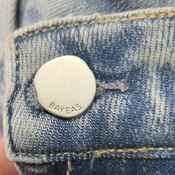 Bayeas Womens Size 26 Off Set Waist Light Wash Distressed Jeans Straight Leg NWT - Picture 7 of 16